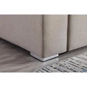 Nolan - Linen Fabric 2-Seater Reversible Sofa Chaise With Pillows, Interchangeable Legs - Beige