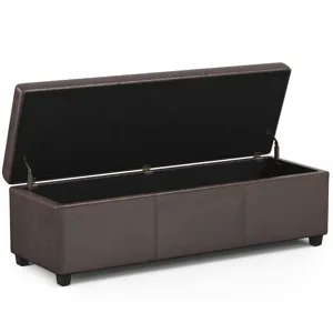 Avalon - Extra Large Storage Ottoman Bench - Distressed Brown