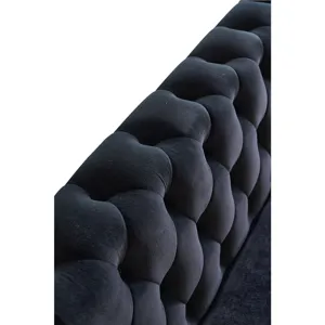 Modern Tufted Velvet Sofa For Living Room - Black