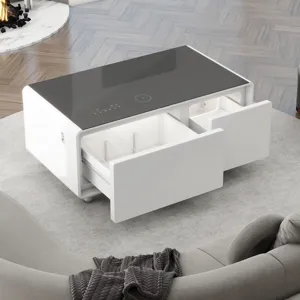 Modern Smart Coffee Table With Built-In Fridge, Bluetooth Speaker, Wireless Charging, Touch Control 