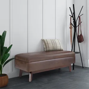 Owen - Rectangular Storage Ottoman - Distressed Chestnut Brown