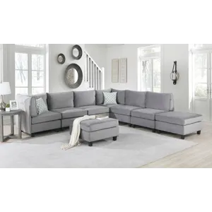 Simona - Velvet 8 Piece Modular Sectional Sofa - Gray