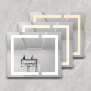 36X30\" Medicine Cabinet With LED Vanity Mirror, Anti-Fog Recessed Or Surface Mount Bathroom Double 
