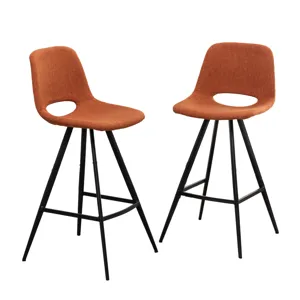Porth - 28.25\" Fabric Kitchen Counter Height Stools (Set of 2) - Orange