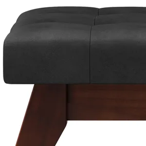 Draper - Mid Century Tufted Ottoman Bench - Distressed Black