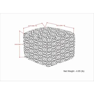 Briella - Square Woven Outdoor / Indoor Pouf - Grey / White