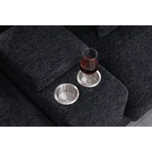 Celine - Chenille Fabric Corner Sectional Sofa With Right-Facing Chaise, Cupholders, And Charging Ports - Dark Gray