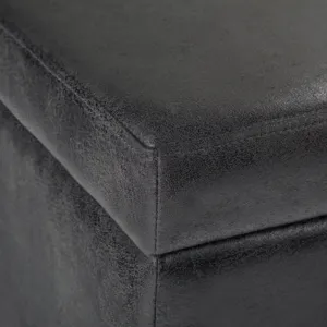 Avalon - Storage Ottoman Bench - Distressed Black