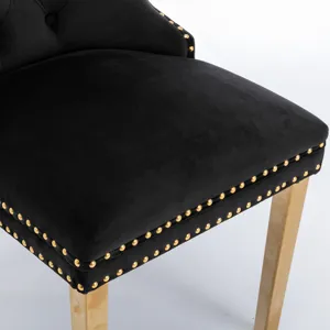 Nikki - Modern, High-End Tufted Solid Wood Contemporary Velvet Upholstered Dining Chair With Golden 