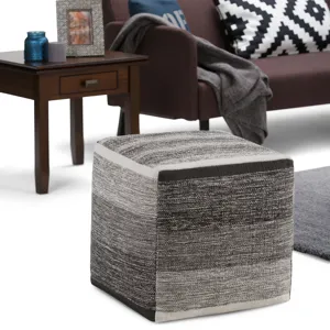 Naya - Cube Pouf - Patterned Grey Melange
