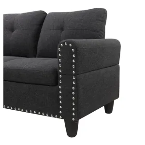 Alger - 98" Wide Left Hand Facing Sofa & Chaise With Ottoman - Charcoal Grey