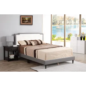 Deb - G1121-Qb-Up Queen Bed - All In One Box - Light Gray