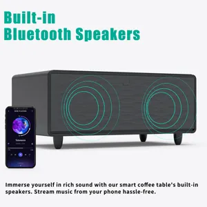 Modern Smart Coffee Table With Built-In Fridge - Bluetooth Speaker, Wireless Charging, Touch Control