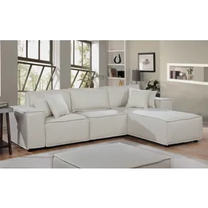 Harvey - Sofa With Reversible Chaise - Beige Linen