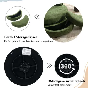 360° Swivel Accent Barrel Chair With Storage Ottoman & 4 Pillows, Modern Chenille Leisure Chair Roun
