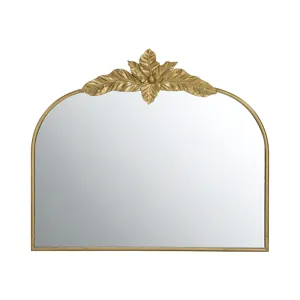 Arched Mirror With Metal Frame, Wall Mounted Mirror For Living Room Bedrrom - Gold