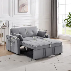 Sofa Bed, 3 In 1 Convertible Sofa Chair Bed, Adjustable Backrest Chair, Chaise Lounge With USB Ports