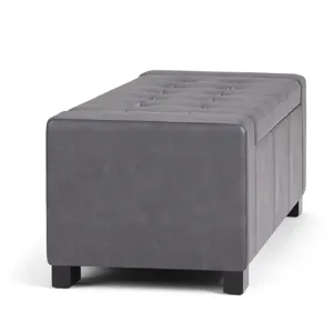 Laredo - Large Storage Ottoman - Stone Grey