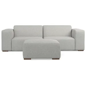 Rex - 2 Seater Sofa and Ottoman - Pale Gray