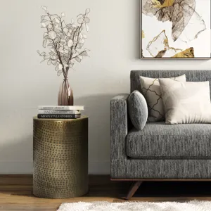 Corbin - Metal Side Table - Hammered Antique Gold