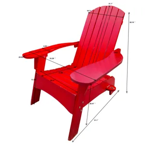Outdoor Or Indoor Adirondack Chair With An Hole To Hold Umbrella On The Arm - Red