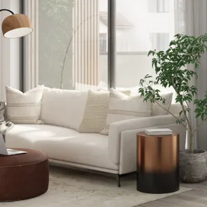 Curtis - Metal Cylinder Accent Table - Ombre Black / Copper