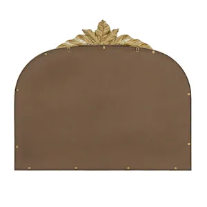 Arched Mirror With Metal Frame, Wall Mounted Mirror For Living Room Bedrrom - Gold