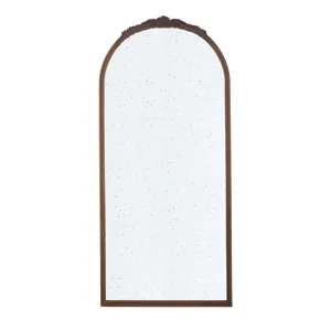 Hand Carved Rose Antique Mirror Frame, Large Arch Mirror Wall Decor For Living Room, Bathroom, Entry