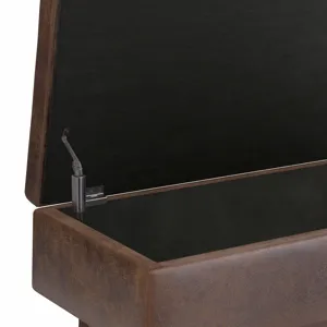 Owen - Small Rectangular Storage Ottoman - Distressed Chestnut Brown