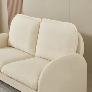 Loveseat Sofa Small Couch For Living Room, Sherpa Fabric Upholstered Loveseat Sofa Couch, Small Love