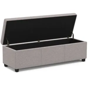 Avalon - Extra Large Storage Ottoman Bench - Cloud Grey