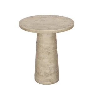 Round Side Table With Pedestal Base - Cream