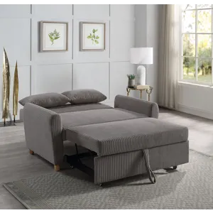 Justine - Corduroy Convertible Sleeper Loveseat - Brown
