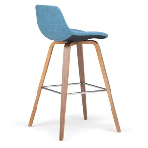 Randolph - Bentwood Counter Height Stool (Set of 2) - Medium Blue / Dark Brown