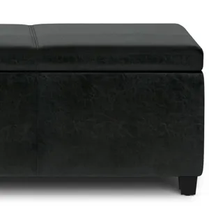 Avalon - Extra Large Storage Ottoman Bench - Midnight Black