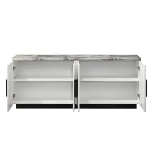 Matilda - Cabinet Console Table With White Faux Marble Top - White