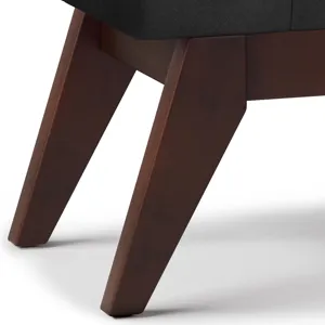 Draper - Mid Century Tufted Ottoman Bench - Distressed Black