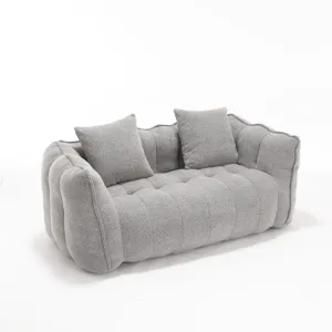 Soft Beanbag Chair With High Resilience Foam Core For Two People - Gray