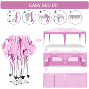 10\'X20\' Ez Pop Up Canopy Outdoor Portable Party Folding Tent With 6 Removable Sidewalls + Carry Ba