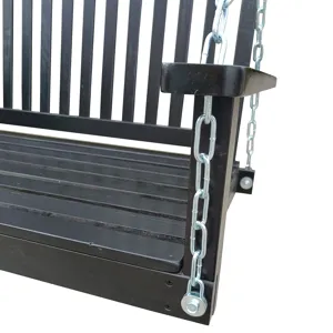 Front Porch Swing With Armrests For Outdoor Patio, Garden Yard, Backyard Or Sunroom - Black