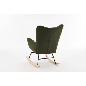 37.7\" Rocking Chair Nursery, Solid Wood Legs Reading Chair With Teddy Fabric Upholstered, Nap Armch