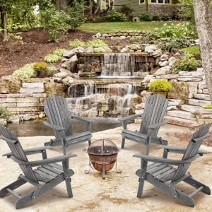 Wood Lounge Patio Chair For Garden Outdoor Wooden Folding Adirondack Chair (Set of 2) Solid Cedar Wo