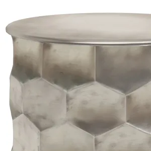 Whitney - Metal Storage Side Table - Antique Silver