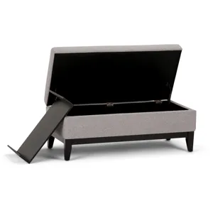 Oregon - Storage Ottoman Bench with Tray - Cloud Grey