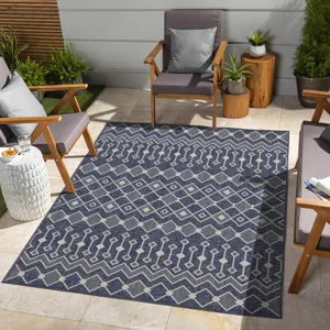 Sunshine - 2\'7\" X 7\'3\" Indoor / Outdoor, Polypropylene Area Rug - Blue