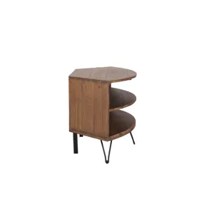 Fan Shape Reclaimed Wood Corner Media Table For Living Room Wise Use Your Space - Natural