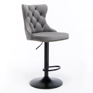 Swivel Velvet Barstools Adjusatble Seat Height , Modern Upholstered Bar Stools With Backs Comfortabl