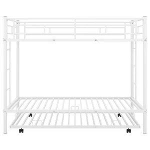 Twin Over Twin Bunk Bed With Trundle - White