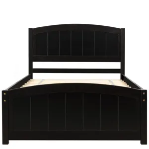 Twin Platform Bed With Headboard, Footboard And Wood Slat Support - Espresso