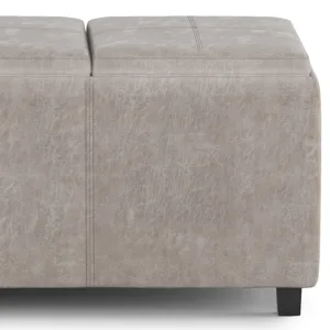 Avalon - Storage Ottoman - Distressed Grey Taupe